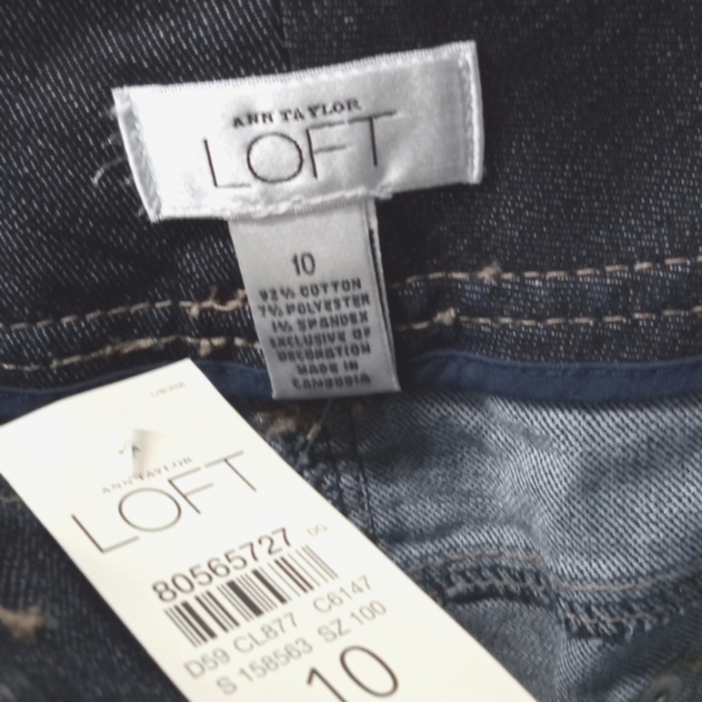 ANN TAYLOR LOFT DARK DENIM JEAN MINI SKIRT SIZE 10 NWT - Picture 5 of 5